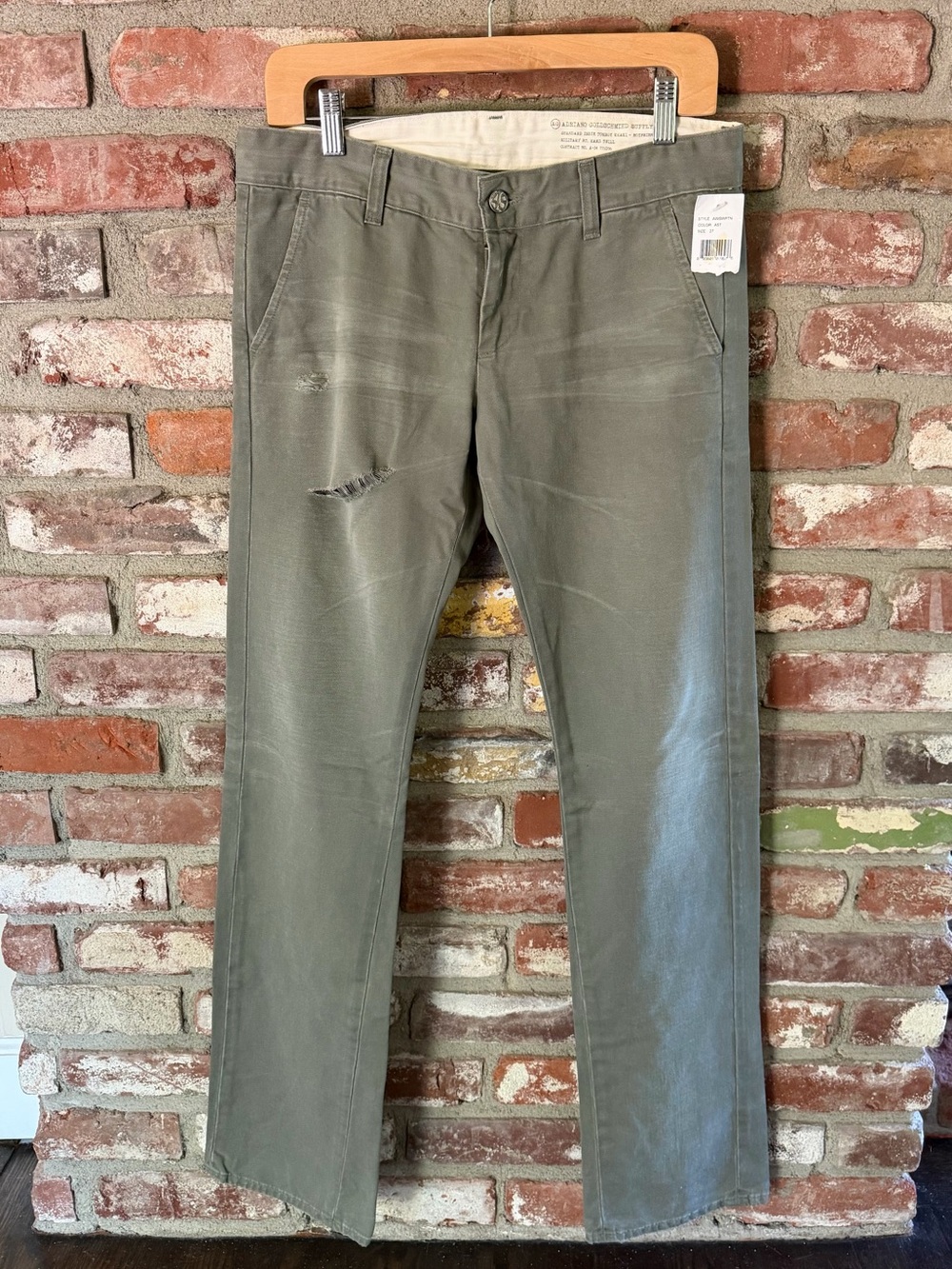 NWT AG Adriano Goldschmied Military Khaki Straight Pants